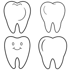 Tooth Coloring Book Page - Dental Hygiene Line Art Illustration for Kids and Adults