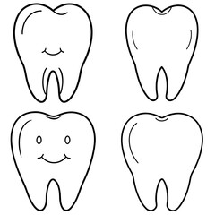 Tooth Coloring Book Page - Dental Hygiene Line Art Illustration for Kids and Adults