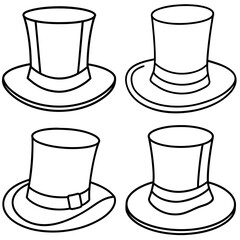 Top Hat Coloring Book Page - Classic Hat Line Art Illustration for Kids and Adults