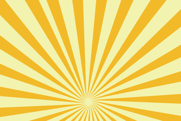 Retro sun background with radial swirl rays. Vector textured 70s abstract pattern. Vintage summer poster with concentric stripes of beams.