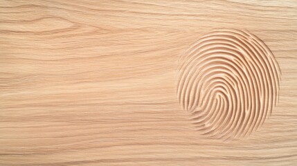Fototapeta premium Engraved Fingerprint on Wood Texture, unique ,pattern