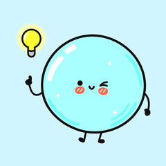 A cute, winking bubble character with a light bulb, showing a great idea.