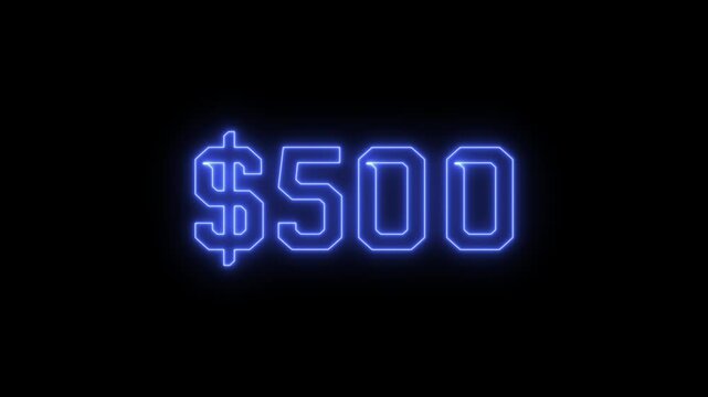 0 to 500 dollar counting animation. A success story of making 500 dollars from 0 dollar. Count-up US dollar animation from 0 to 500 dollars