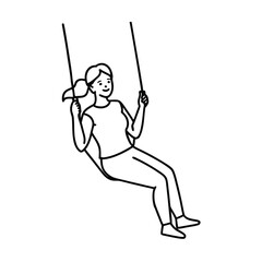 continuous one line drawing youga woman swinging