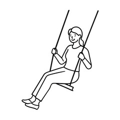 continuous one line drawing youga woman swinging