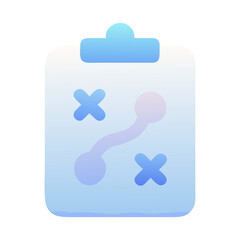 Obraz premium Vector art of a blue gradient icon of a clipboard with a strategy diagram, isolated on transparent background