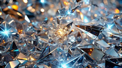 Photo of a dazzling array of sparkling crystals and geometric glass fragments