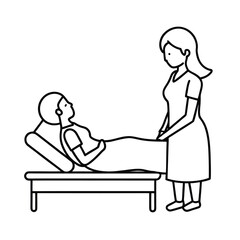 female nurse taking care to illness patient