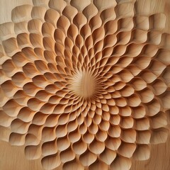 Swirling Wooden Petals Intricate Carved Pattern, wood art , texture