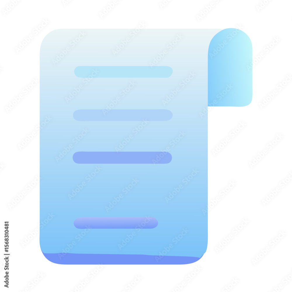 Poster vector art of a stylized blue document icon with horizontal lines representing text, isolated on a w