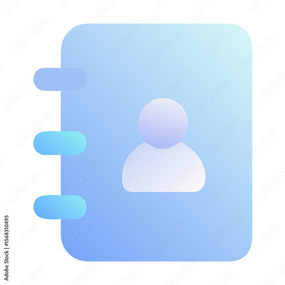 Poster vector art of a blue icon representing an address book or contact list with a user profile symbol, i