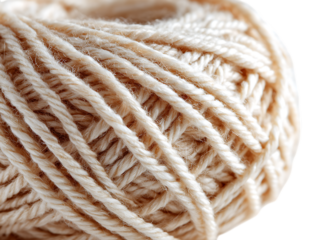  Cream Beige Wool Yarn Texture Close Up on white bacground