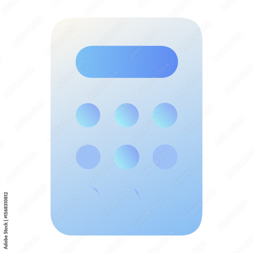 Poster vector art of a simple calculator icon with blue buttons is isolated on a white background