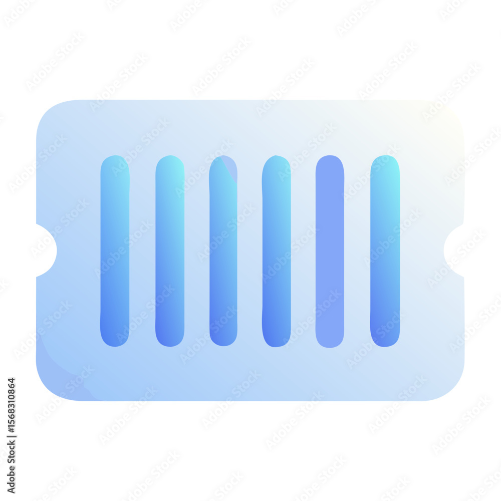Poster vector art of stylized barcode icon with blue lines on a gradient background isolated on transparent