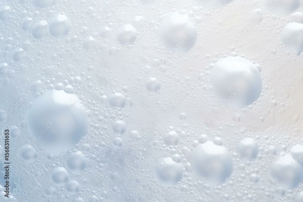 Poster lather forms an abstract pattern of bubbles in varying sizes