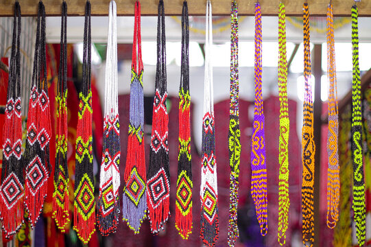 Kalimantan Dayak ethnic bead necklace with colorful and cheerful appearance