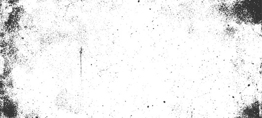 Grainy grunge photo filter background. Black particles, fibers and flecks wallpaper. Vintage rough dirt dotted overlay. Vector sandy gritty template.
