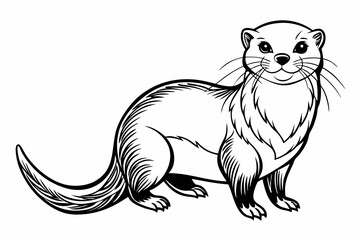 coloring page line art the otter black vector