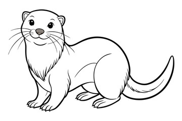 coloring page line art the otter black vector