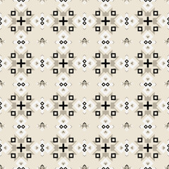 Beige and Black Tribal Geometric Seamless Pattern. Ideal for modern textile design, backgrounds, packaging, and digital products.