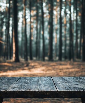 empty wooden table and green grass