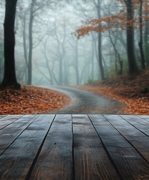 empty wooden table and green grass