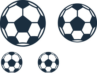 Four Soccer Balls in Varying Sizes on a White Background
