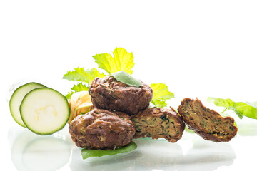 Zucchini muffins on a white background isolated