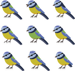 Educational game for children. Find the two same birds. Kids activity with cute cartoon birds. Vector illustration.