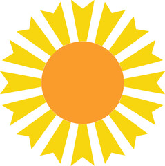 Bright and Cheerful Sun Icon with Pointed Rays on White Background