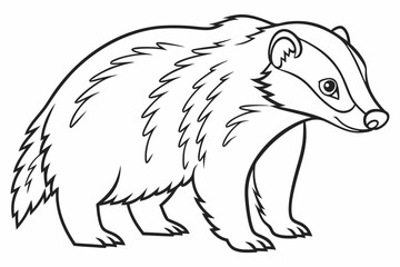 coloring page line art the badger black vector