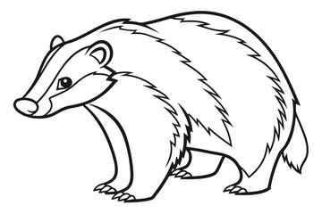 coloring page line art the badger black vector