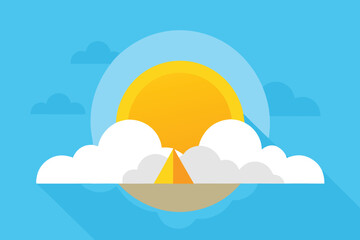 Summer Vacation Idyll Tent on Beach at Sunset