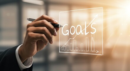 Hand holding transparent digital screen showing blurred business collaboration