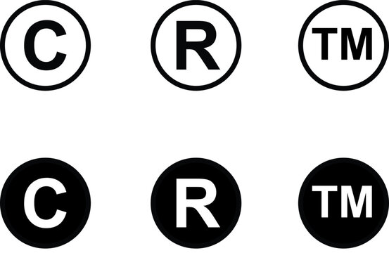 Copyright, Registered and Trademark icon set, IP symbol, customizable stroke, vector, illustration