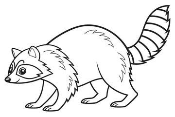 Naklejka premium coloring page line art the raccoon black vector