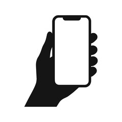 Hand holding smartphone with blank screen for communication and technology concept
