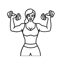 woman lifting weights continuous one line drawing