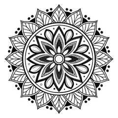 Intricate Black and White Mandala Design Floral Pattern for Coloring, Art, and Meditation