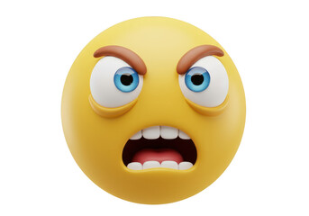 Fototapeta premium Angry emoji face isolated on transparent background