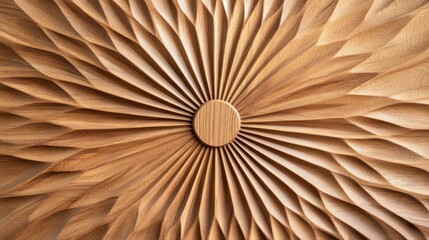 Wooden Sunburst Carved Detail, Radial Texture ,woodwork ,design