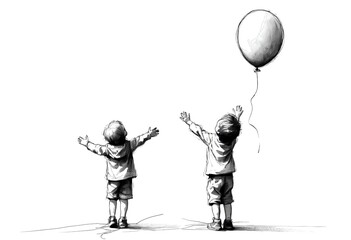 children playing with balloons
