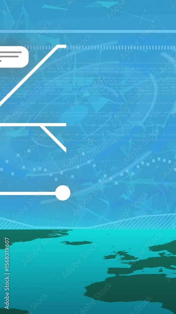 Poster animation of ai data processing over connections with ai icons