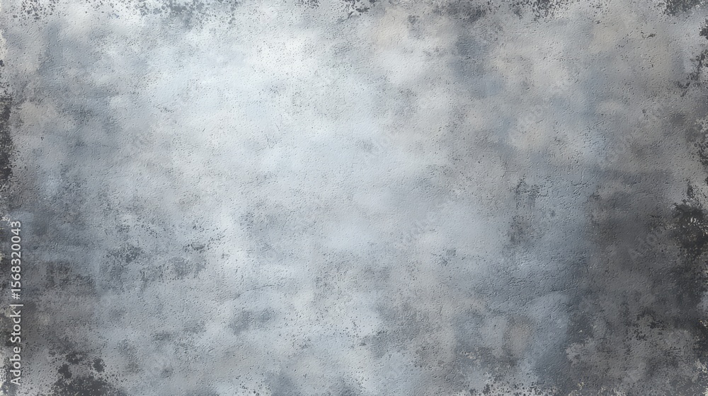 Poster grey and white background with a few specks of color. the background is a reflection of the sky and 