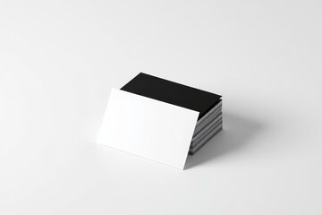 Stack of Business Cards Blank White Black Minimalist Design Mockup