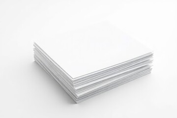 Stack of White Paper Sheets Isolated on White Background Minimalist Design