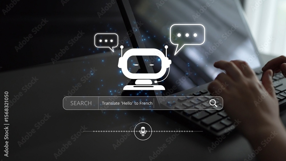 Poster ai assistant with voice chat interface, combining smart chatbot, voice command, and ai-powered contr