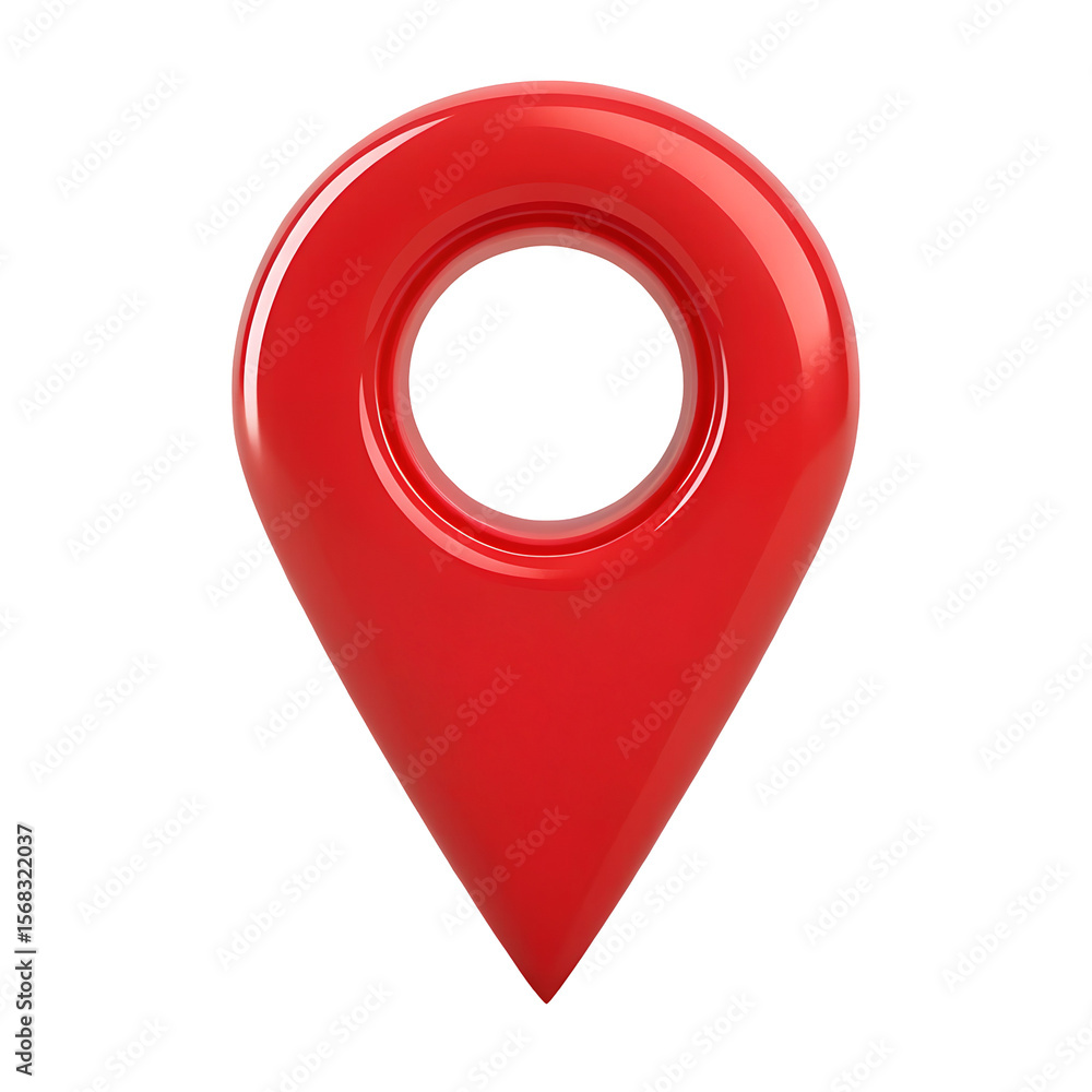 Poster shiny red 3d map pin location marker isolated on transparent background