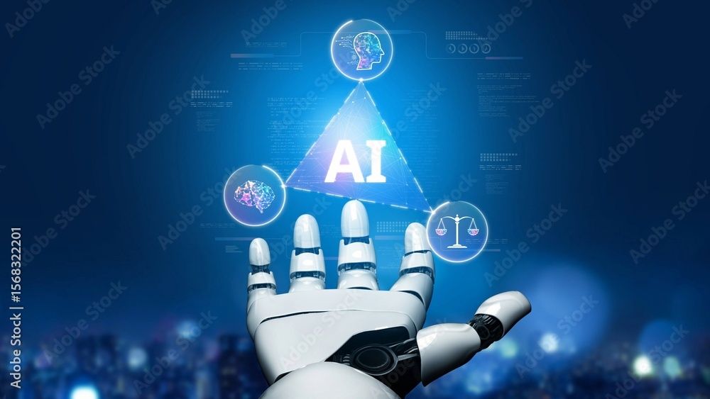Poster ai assistant brain processor with llm technology, big data, machine learning, generative ai for busi