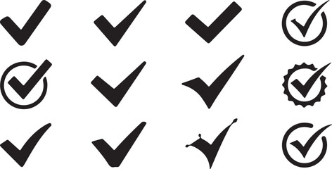 CheckMark vector icon. Set of simple check mark. Green check mark icon. Tick symbol. Accept okay symbol for improvement or checklist design. Correct vote choice symbol. Vector illustration